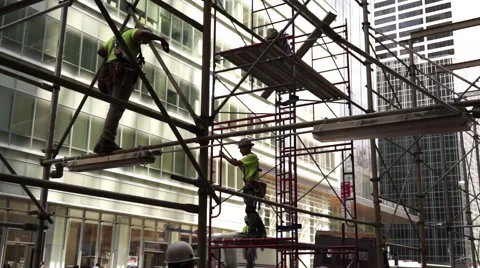Construction men at work in Midtown, New York City Stock Footage 53541255