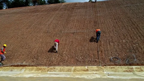 Construction Mesh Installation Stock Footage 336863379