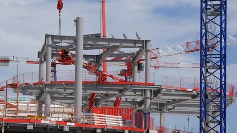 Construction of a metal structure Stock Footage 91541239
