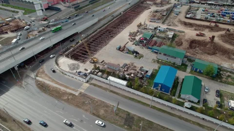 Construction of metro progresses in developing section of city Stock Footage 294403663