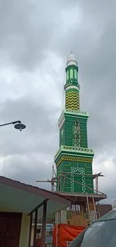 The Construction of The Minaret of The Mosque Stock Photos