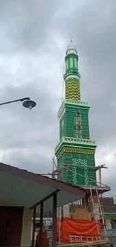 The Construction of The Minaret of The Mosque Stock Photos