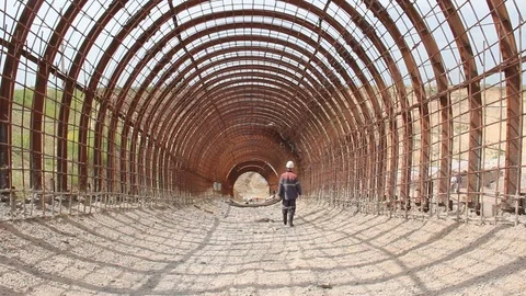 Construction of a mine in Russia Stockbeeldmateriaal 84062541