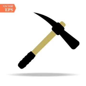 Construction, miner s blue icon of a metal pickaxe with a wooden handle for d Illustrazione stock