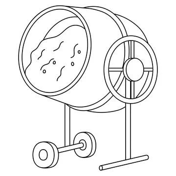 Construction Mixing Cement Isolated Coloring Page Stock Illustration