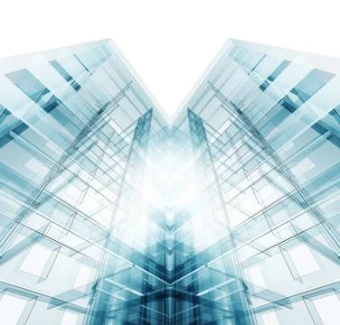 Construction modern architecture. 3d rendering Stock Photos