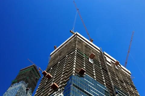 Construction of modern buildings Stock Photos