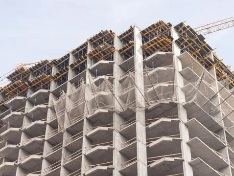 Construction of a modern panel building Stock Photos