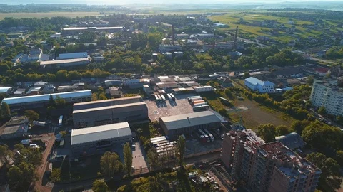 The construction of a modern production building or factory, allocated in Stock Footage 110287434