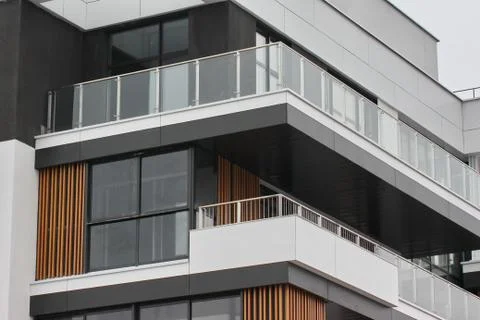 Construction of modern residential buildings. the combination of different ma Stock Photos