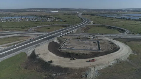 Construction of a modern road junction Video stock 86952647