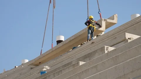 Construction of modern sports stadium Stock Footage 110908254