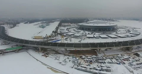 Construction of a modern stadium for chempionatata World 2018 Stock Footage