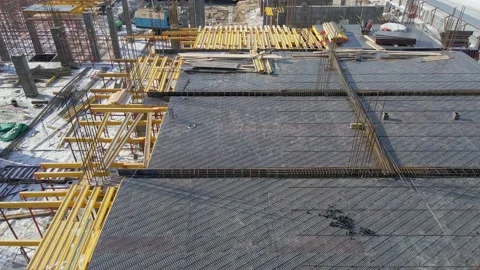 Construction of a modern store. Building construction aerial view. Modern Stock-Footage 171387782