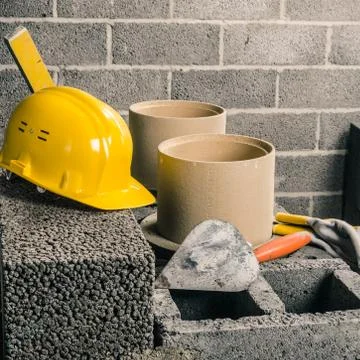 Construction of a modular chimney Stock Photos