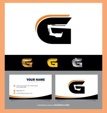 Construction Monogram Letter G Logo and Business Card Stock Illustration