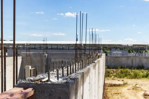 Construction of a monolithic concrete building. Modern monolithic constructio Stock Photos