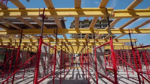 Construction of a monolithic house Stock Footage 293231133