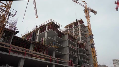 Construction of a monolithic house Stock Footage 293231134