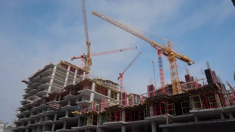 Construction of a monolithic house Stock Footage 293231139