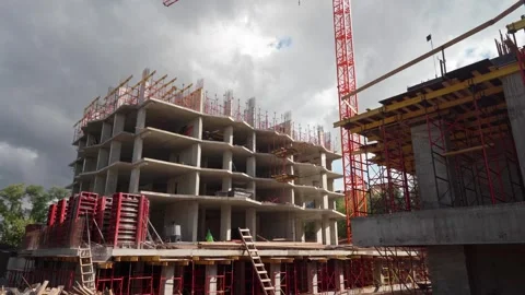 Construction of a monolithic house Stock Footage 293231158