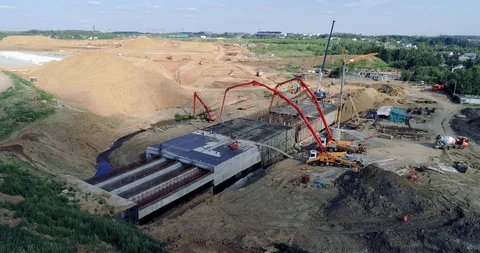 Construction of a monolithic structure Stock Footage 93174784