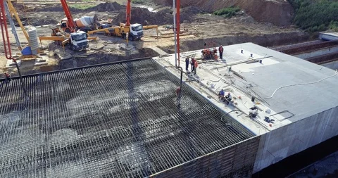 Construction of a monolithic structure Stock Footage 93174864