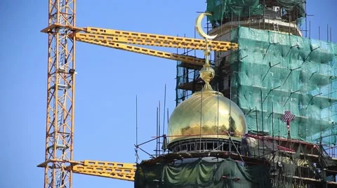 Construction of a mosque in Moscow Stock Footage 53095132
