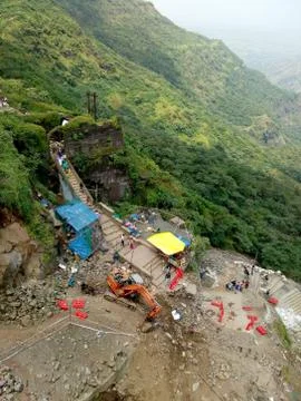 Construction on mountain Фото