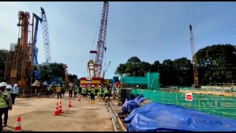 Construction of MRT Jakarta Phase 2A, Indonesia Stock Footage 170446949