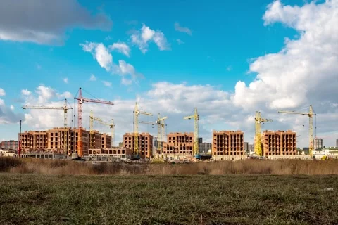 Construction of a multi-sided house. (TimeLapse) Stock Footage 240533292