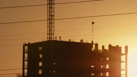 Construction of multi-storey apartment building, housing supply Stock Footage 201466842