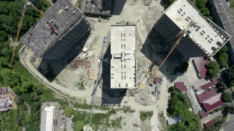 Construction of a multi-storey apartment building. Aerial video. 動画素材 238736678