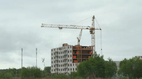 Construction of multi-storey apartment buildings Stock Footage 66287383