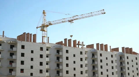 Construction of multi-storey brick building Stockbeeldmateriaal 66651473