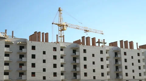Construction of multi-storey brick complex Stock Footage 66689894