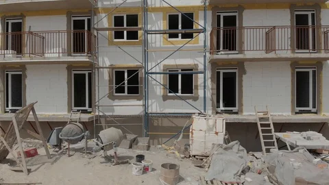Construction of a multi-storey building aerial view in ukraine Stock Footage 126772392