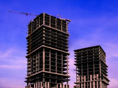 Construction of a multi-storey building Stock Photos