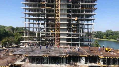 Construction of a multi-storey building time lapse. Working process at the Stock Footage 197687111