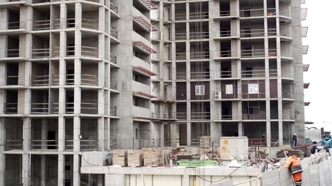 Construction of multi-storey buildings. Stock Footage 126145257