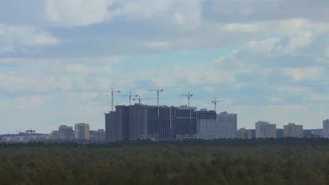 Construction of multi-storey buildings. Time-lapse. 库存影片 126719808