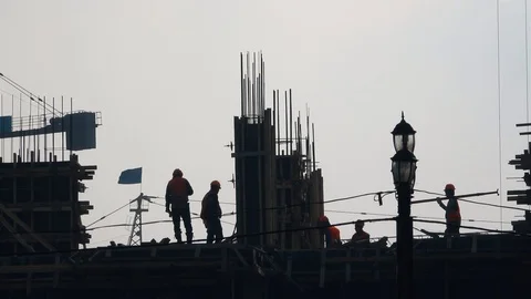 Construction of a multi-storey House Video stock 103858109