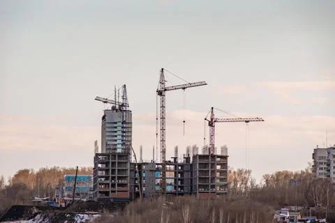 Construction of a multi-storey monolithic frame of a residential or office Foto stock