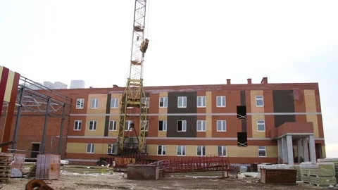 Construction of multi-storey residential building Stock Footage 152103395