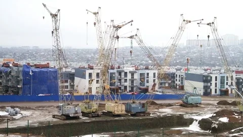 Construction of multi-storey residential building Stock Footage 152107793