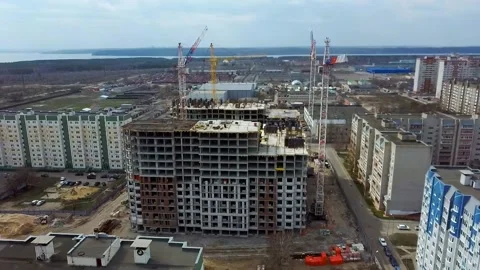 Construction. Multi-storey residential building. B Video stock 188674228