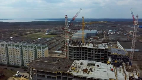 Construction. Multi-storey residential building. C Video stock 188674229