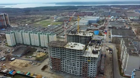 Construction. Multi-storey residential building. D Video stock 188674283