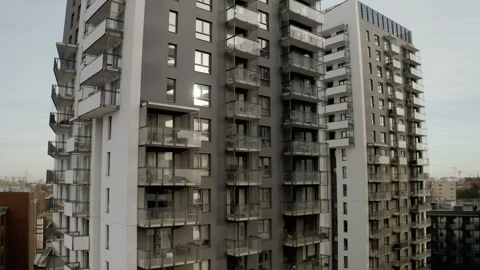 Construction of a multi-storey residential building. Aerial view Stock Footage 243815754
