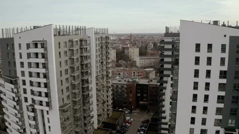 Construction of a multi-storey residential building. Aerial view Stock Footage 243815795